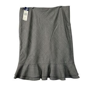 Nwt vtg Chaps 100% Wool Skirt Size 16 Black and White Lined Pleated Ruffle